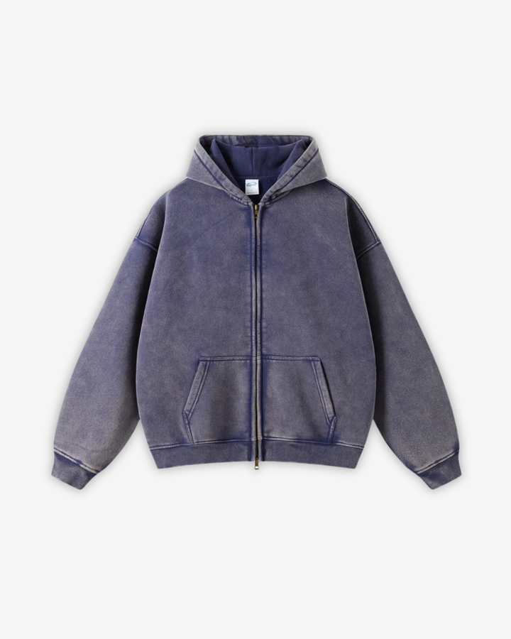 SAINT™ Washed 360GSM Loose Fit Zip Up Hoodie