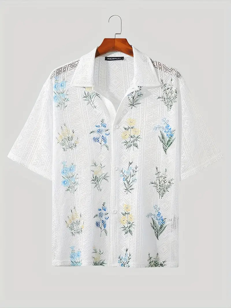 Lucente: Sheer Floral Resort Shirt