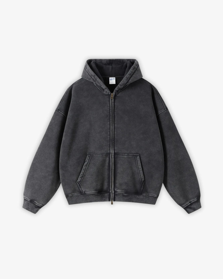 SAINT™ Washed 360GSM Loose Fit Zip Up Hoodie